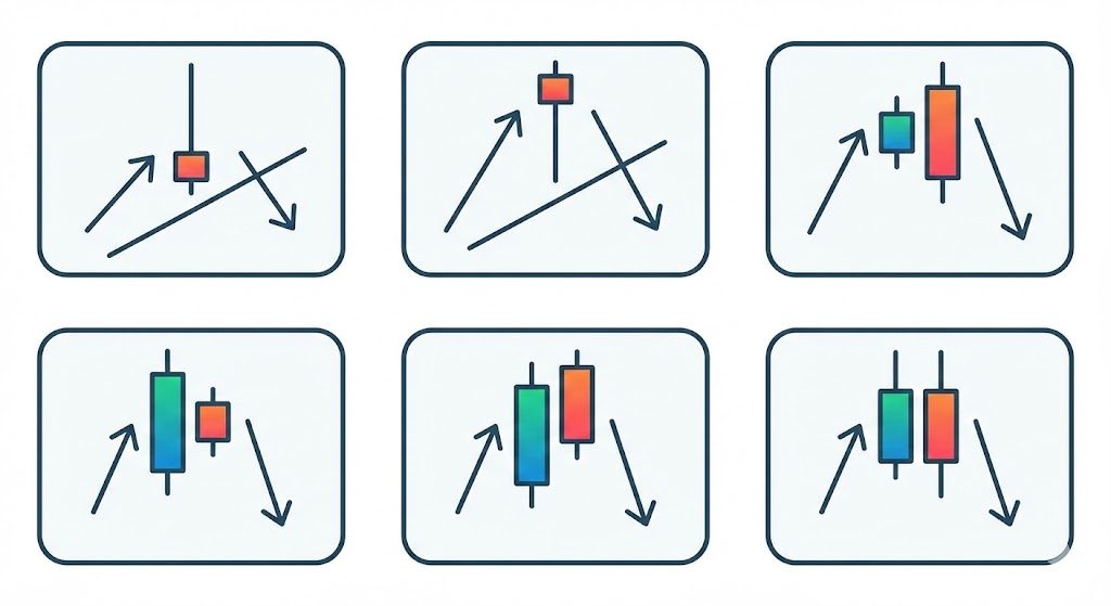 【単体・2本】ローソク足の天井パターン6選